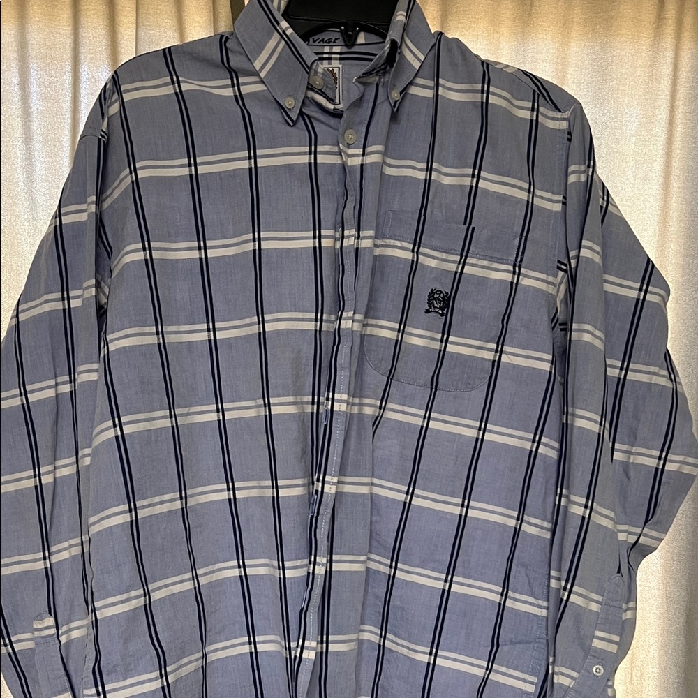 Cinch Blue and White Plaid Dress Shirt